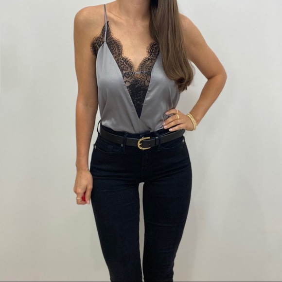 Satin Lace Trimmed V-Neck Cami - Picture 3 of 6